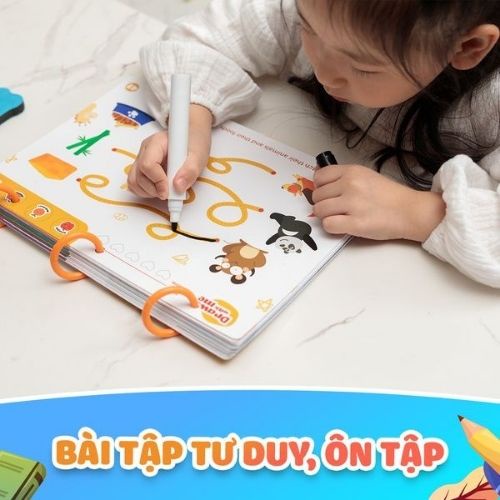 Đồ chơi giáo dục cho bé tập tô, vẽ thông minh xóa được tặng kèm 5 bút nhiều màu và mút lau (BBTOYS: 70)