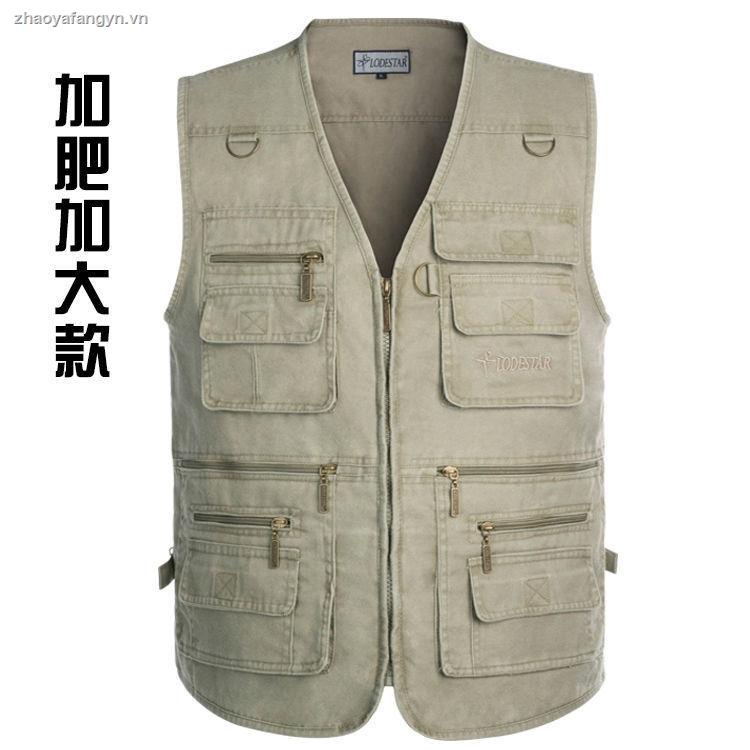 Áo khoác ghi lê cotton nhiều túi thời trang xuân thu dành cho nam trung niên