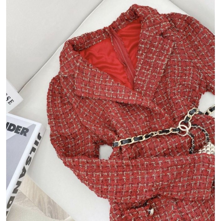 ⚡Bán Sỉ ⚡Đầm Váy dạ Tweed cổ vest nữ tính thời trang trẻ trung kiểu dáng hàn quốc | BigBuy360 - bigbuy360.vn