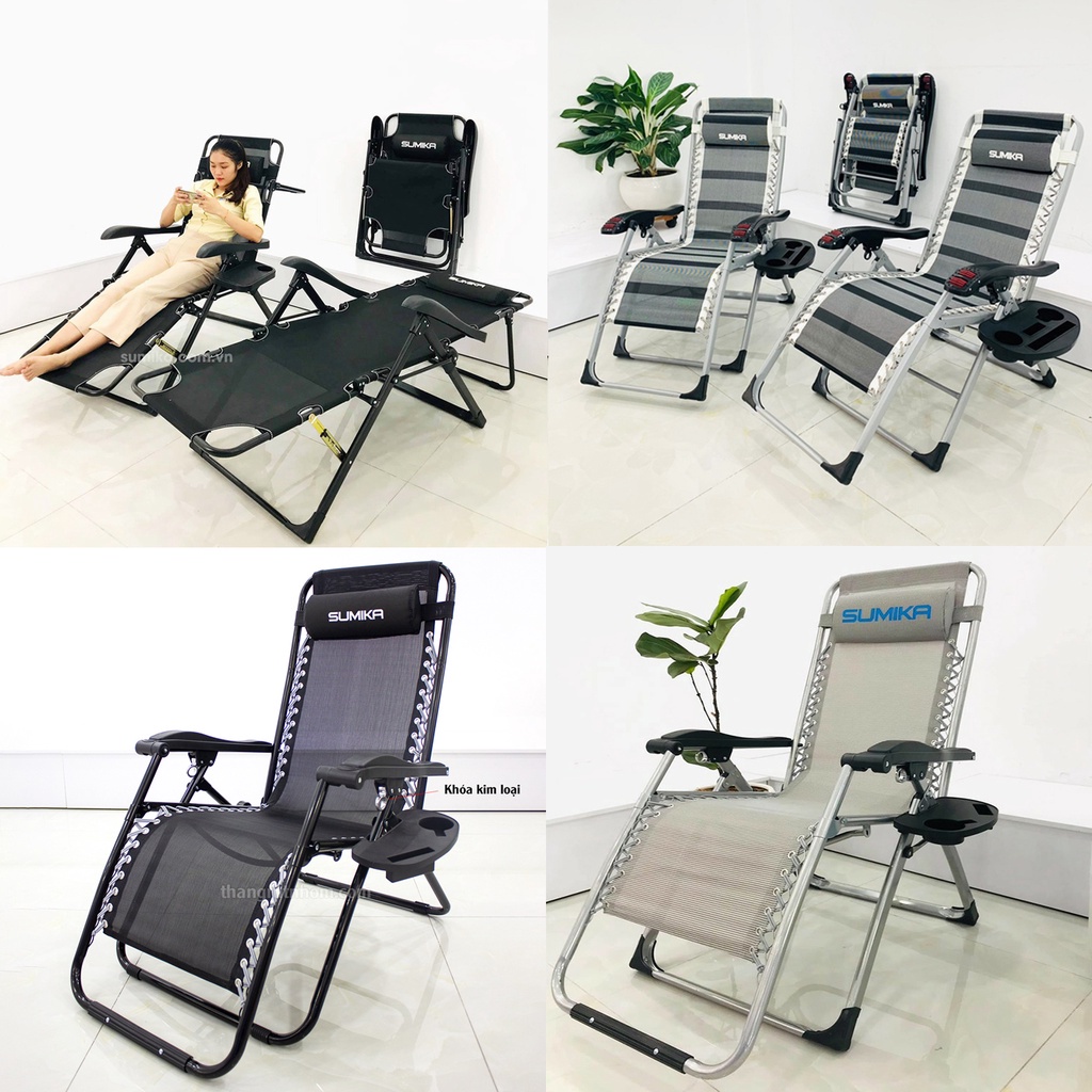 Ghế Xếp Thư Giãn Sumika 179 - Khóa Bằng Kim Loạị Tải 300kg Bảo Hành 12 Tháng Sử Dụng