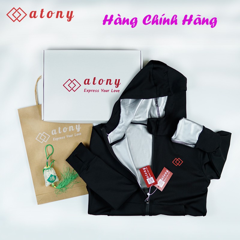 Set Đồ Tập Đổ Mồ Hôi Giảm Mỡ Bụng ATONY, Sinh Nhiệt Tan Mỡ Chính Hãng - Set 3: Áo Khoác Dài Tay Có Mũ+Quần+Áo Ngực