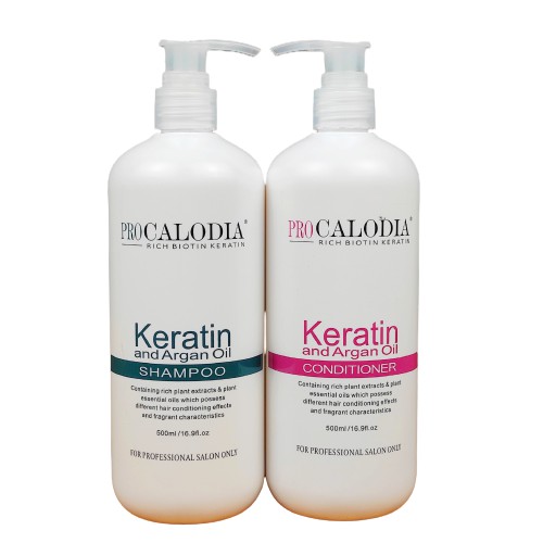 Bộ Dầu Gội Dầu Xả Calodia Keratin Phục Hồi Siêu Mượt 500ml