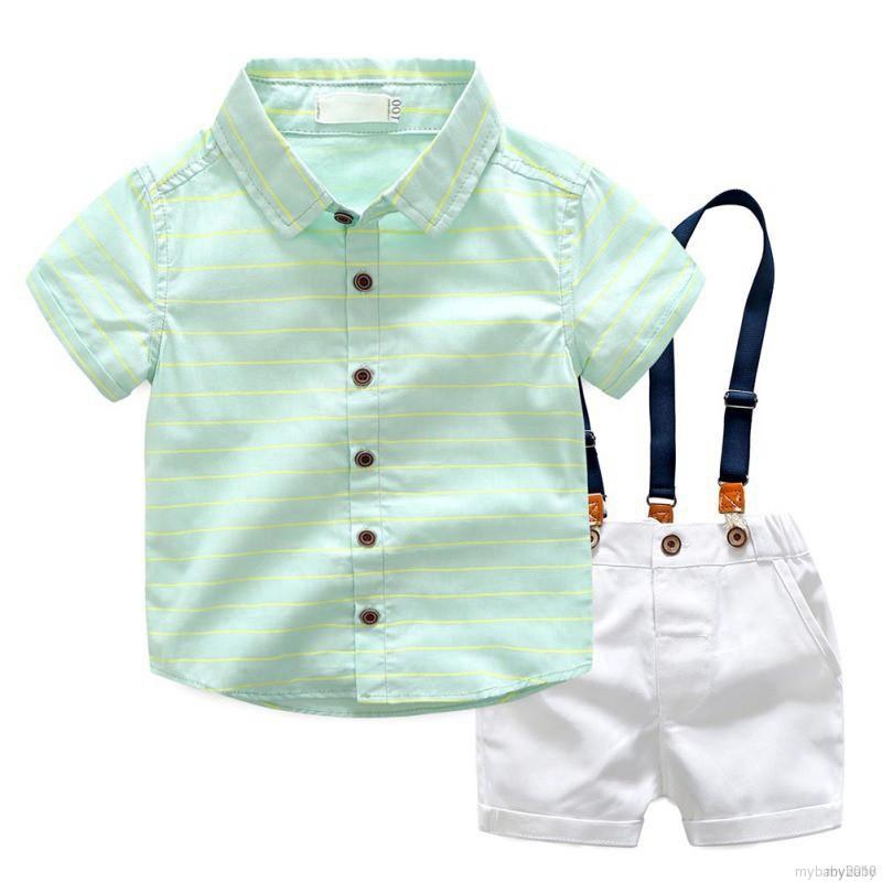 Set áo thun tay ngắn & quần short yếm cho bé trai