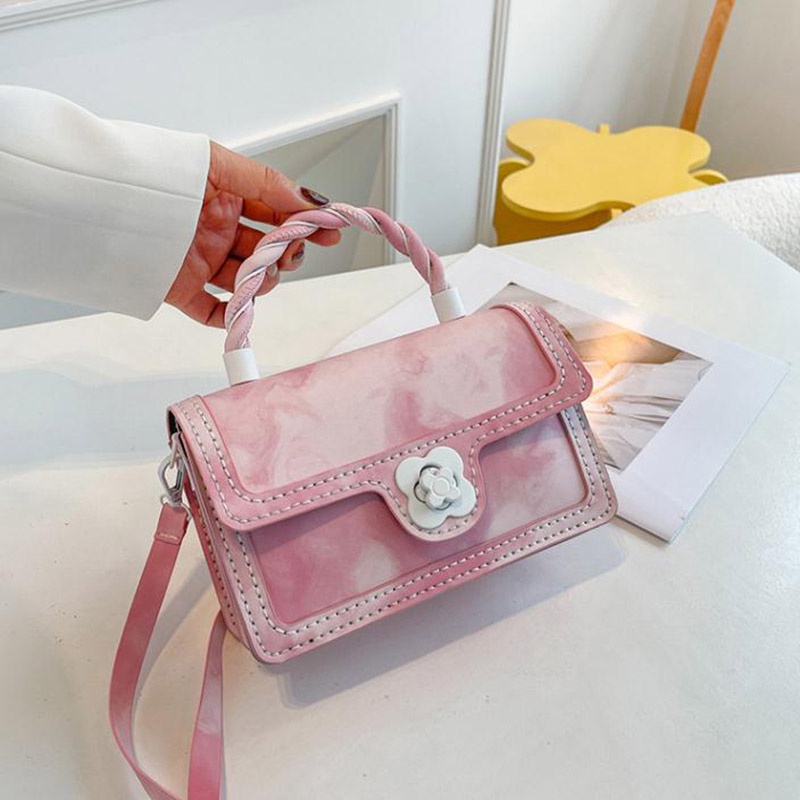 DIY Tie Dye Gradient Handmade Bag-cầm tay hương thơm nhỏ Túi chất liệu dệt Túi Messenger thời trang