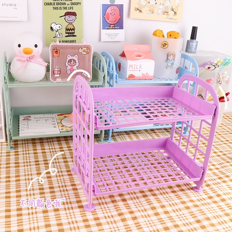 Kệ để đồ 2 tầng cute trang trí bàn học, phòng ngủ [Haza Home Decor]