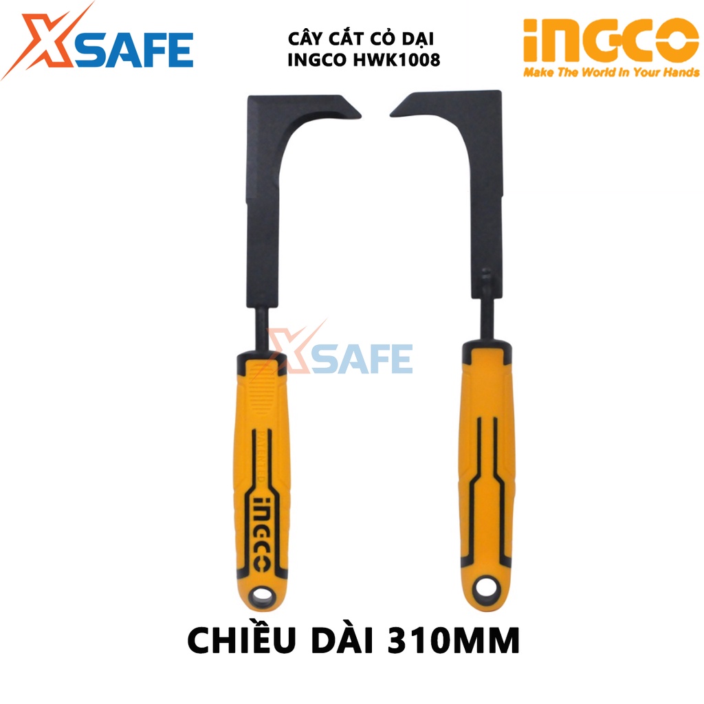 Cây cắt cỏ Ingco HWK1008 Lưỡi liềm cắt cỏ cầm tay, thép carbon, chiều dài 310mm, dùng làm vườn, cắt tỉa cỏ dại - [XSAFE]