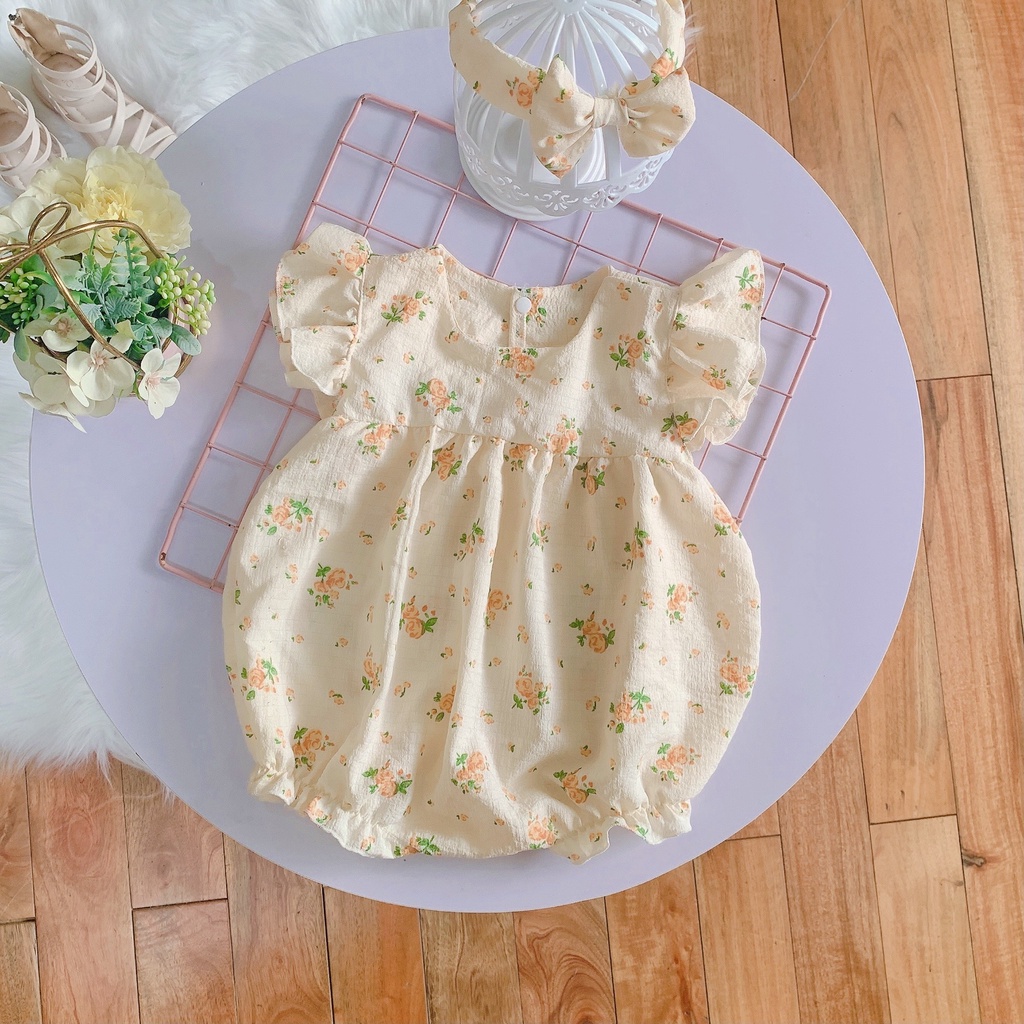 bodysuit cho bé gái (5-13kg) tặng kèm turban, set bộ body SƠ SINH thiết kế cao cấp cho bé từ 0 -3 tuổi V40