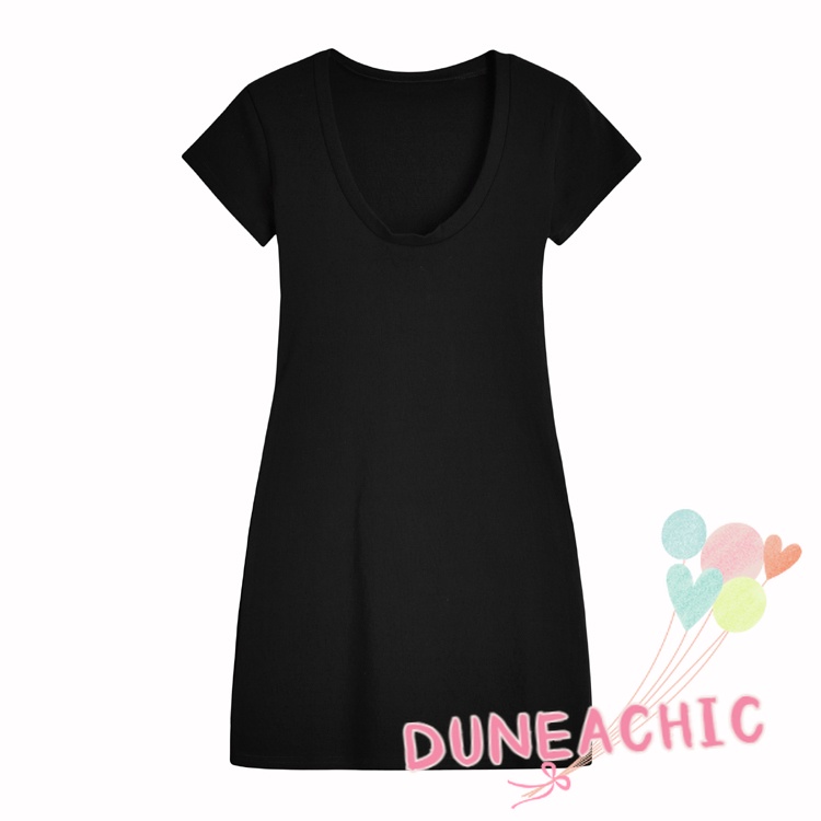 DUNEA Đầm Ngắn Tay Cổ Chữ U Lưng Cao Co Giãn Gợi Cảm Dành Cho Nữ