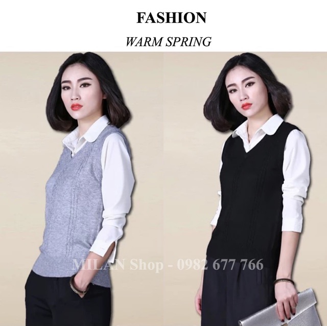 Áo gile len dệt kim vặn thừng hai kiểu hàng loại 1 | BigBuy360 - bigbuy360.vn