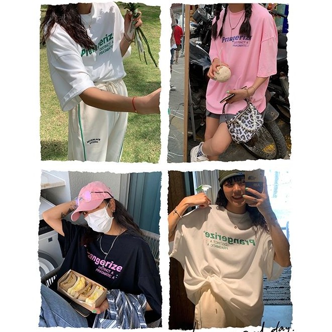 Áo Thun Nữ Cổ Tròn In Chữ Phong Cách Hàn Quốc