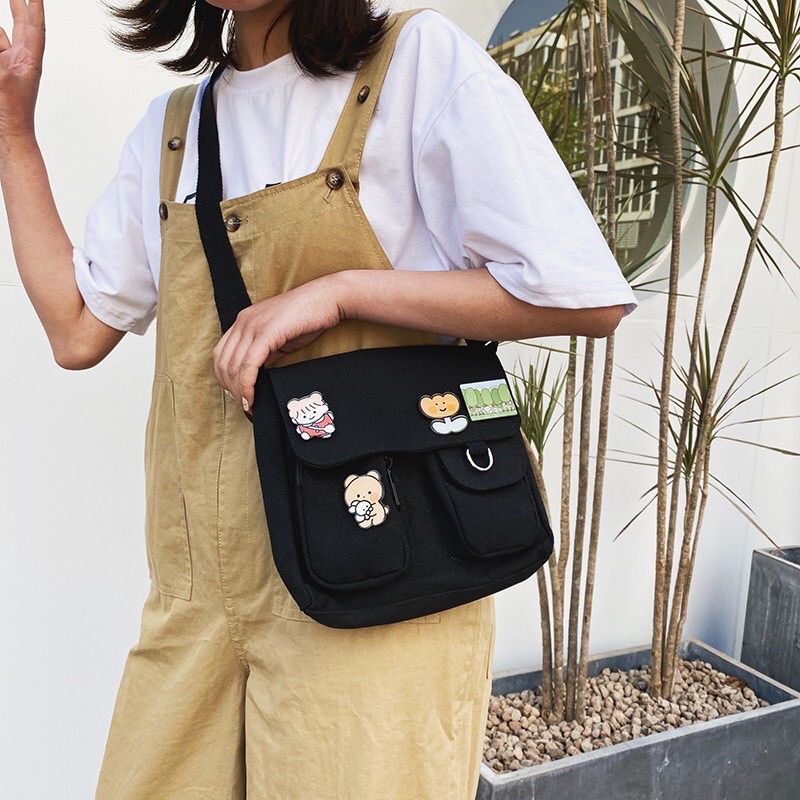 túi đe chéo canvas nam và nữ