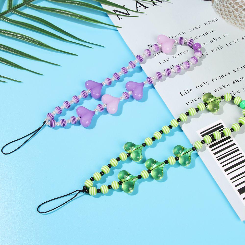 MAYSHOW Ins Style Lanyard Acrylic Beaded Ornament New Rainbow Color Transparent Fashion Phone Chain