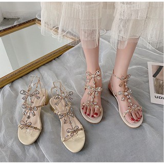 Giày sandal nữ đính nơ đá siu xinh nữ tính