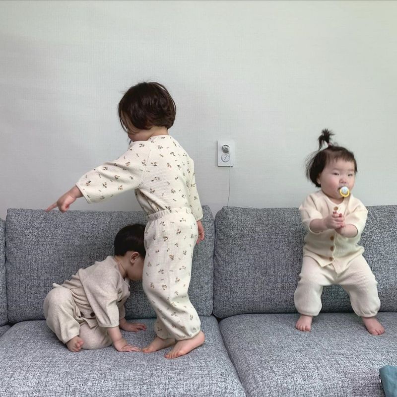 [PEEKABOO] BỘ ĐỒ DÀI TAY COTTON TỔ ONG Thu Đông cho bé