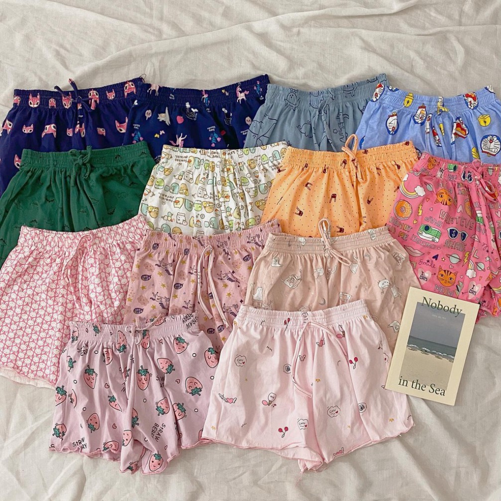 {SP mới - sẵn} - Quần Đùi Nữ Chạy Viền Icon 🦋 Quần Short Ngủ Nhiều Hình 🦋 Quần Đùi Nữ Thái họa tiết Chân Bèo Sooc hè
