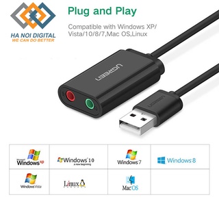 Card sound usb 2.0 to audio 3.5mm màu đen ugreen 30143 30724 - hàng chính hãng bảo hành 18 tháng
