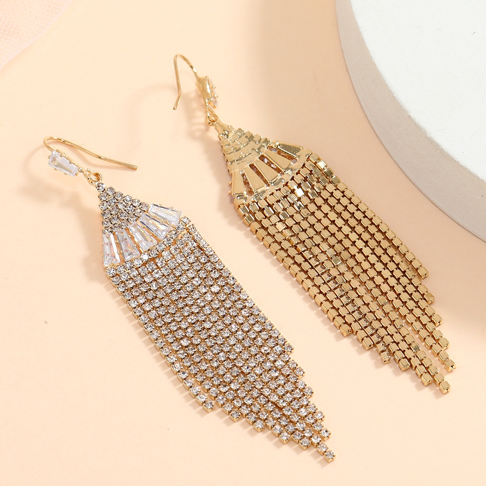 Bông Tai Tua Rua Đính Đá Zircon Đơn Giản Sang Trọng Phong Cách Âu Mỹ