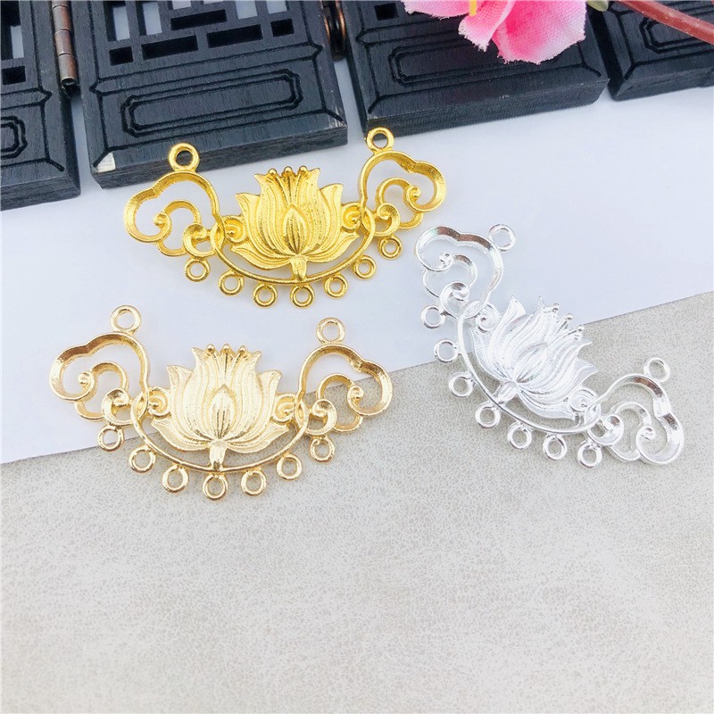 Phiến treo đúc họa tiết sen 22*43mm nguyên liệu làm trâm làm trang sức cổ trang cospaly cổ phụ có màu KC