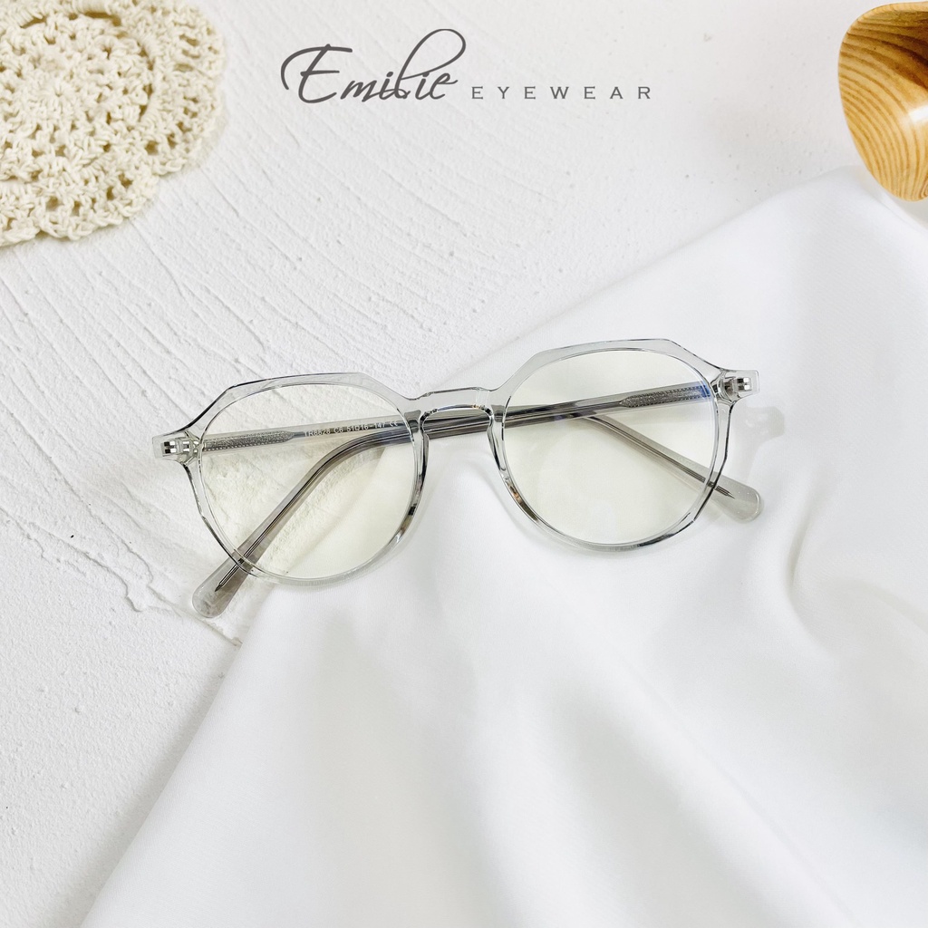 Gọng kính tròn góc cạnh nữ nhựa dẻo cốt kim loại chắc chắn Kính mắt Emilie phụ kiện thời trang 8828