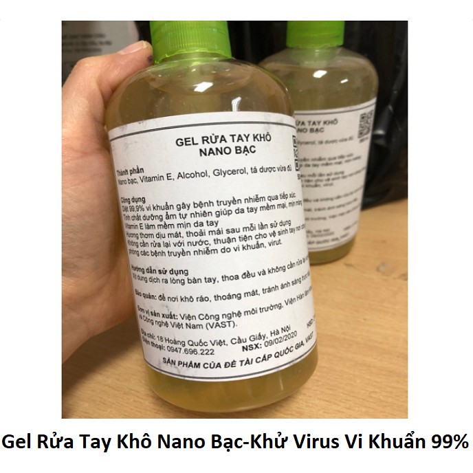 Nước Rửa Tay Khô Kháng Khuẩn, Gel Rửa Tay Khô Nano Bạc 500ml Của Viện Hàn Lâm Khoa Học Công Nghệ