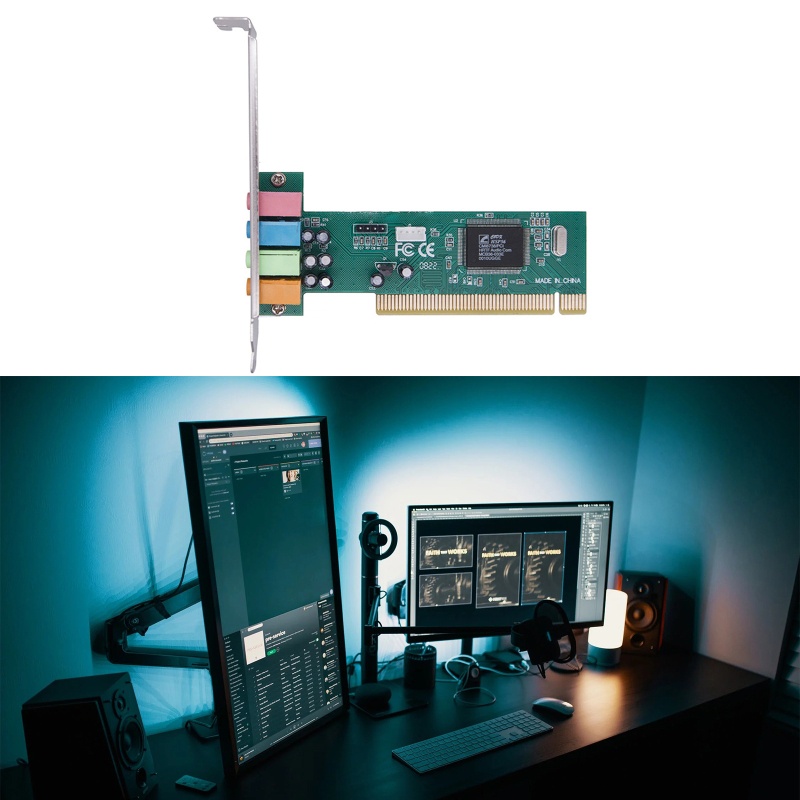 Thẻ Âm Thanh 8738 PCI 4.1 5 Kênh Hỗ Trợ Win XP / 7 / 8 / 10 Linux