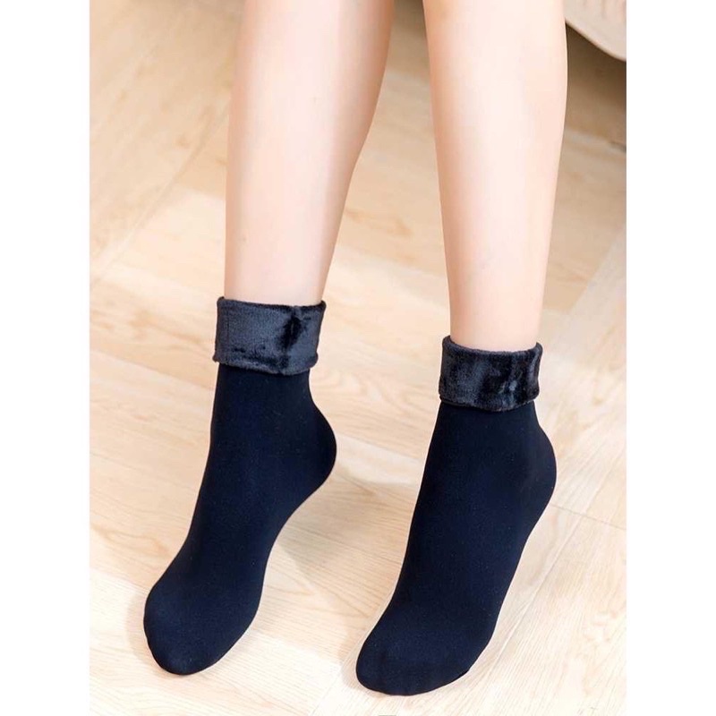 combo 10 đôi tất  tất lót lông giữ nhiệt 2 màu đen da