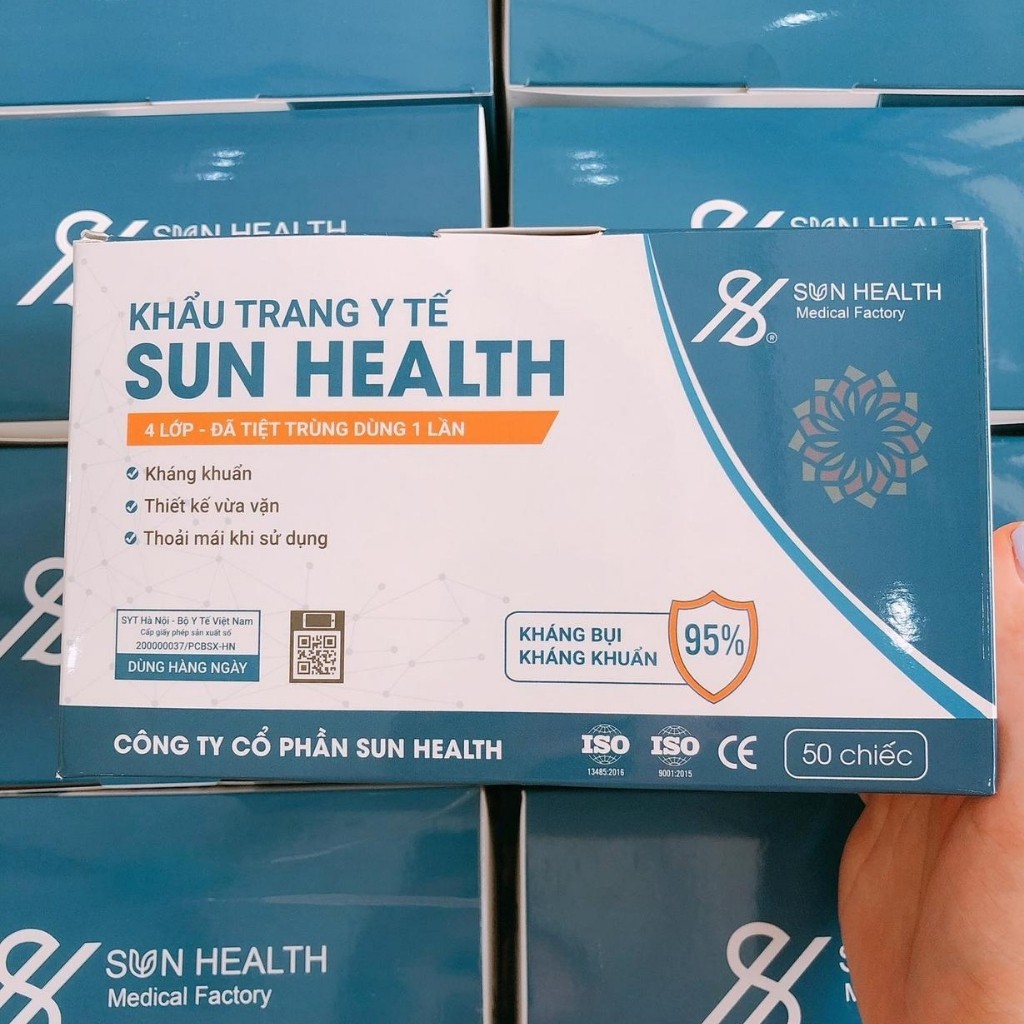 [HÀNG XUẤT KHẨU] Khẩu Trang Y Tế, Túi 10 Chiếc Khẩu Trang 4 Lớp Sun Health, Kháng Khuẩn 99%Đầy Đủ Giấy Tờ Kiểm Định