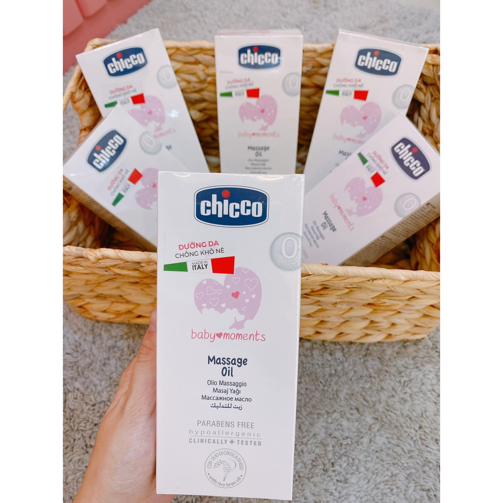 Dầu mát-xa chiết xuất hạt bông 0M+ Chicco 200ml