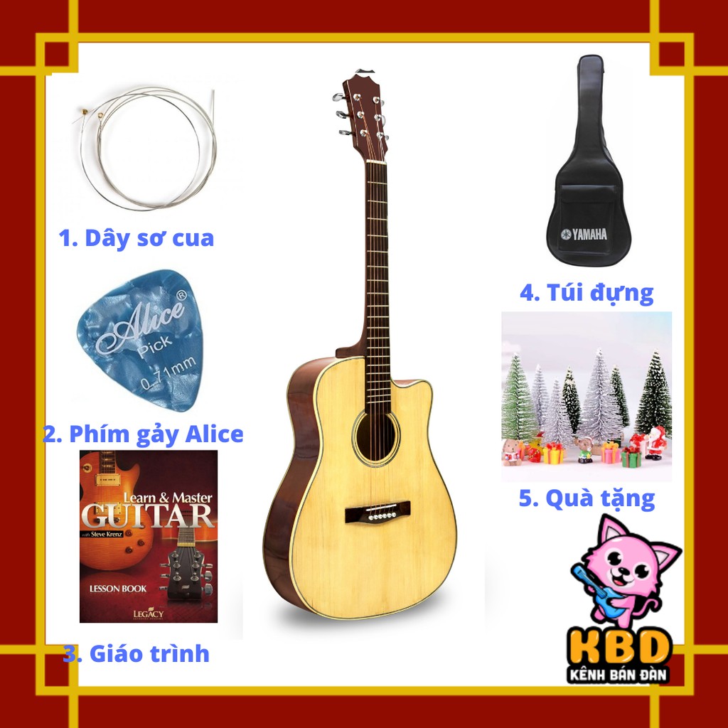 Đàn guitar Acoustic cao cấp Full gỗ nhập khẩu TẶNG kèm bộ phụ kiện. BẢO HÀNH trọn đời. Quà tặng ngẫu nhiên sticker