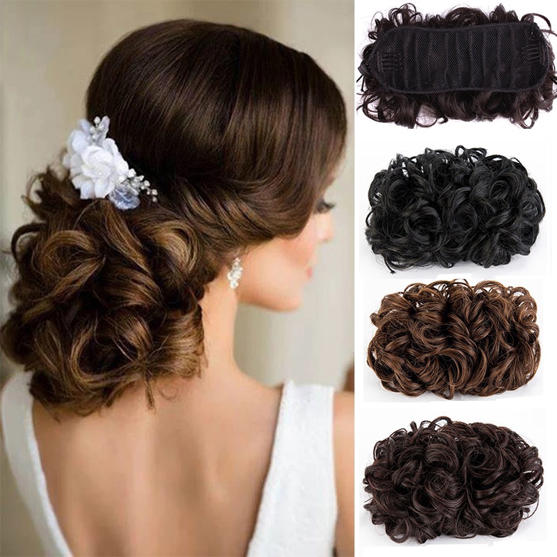 Búi tóc giả WIGSIN xoăn bằng sợi tổng hợp có kẹp cho cô dâu