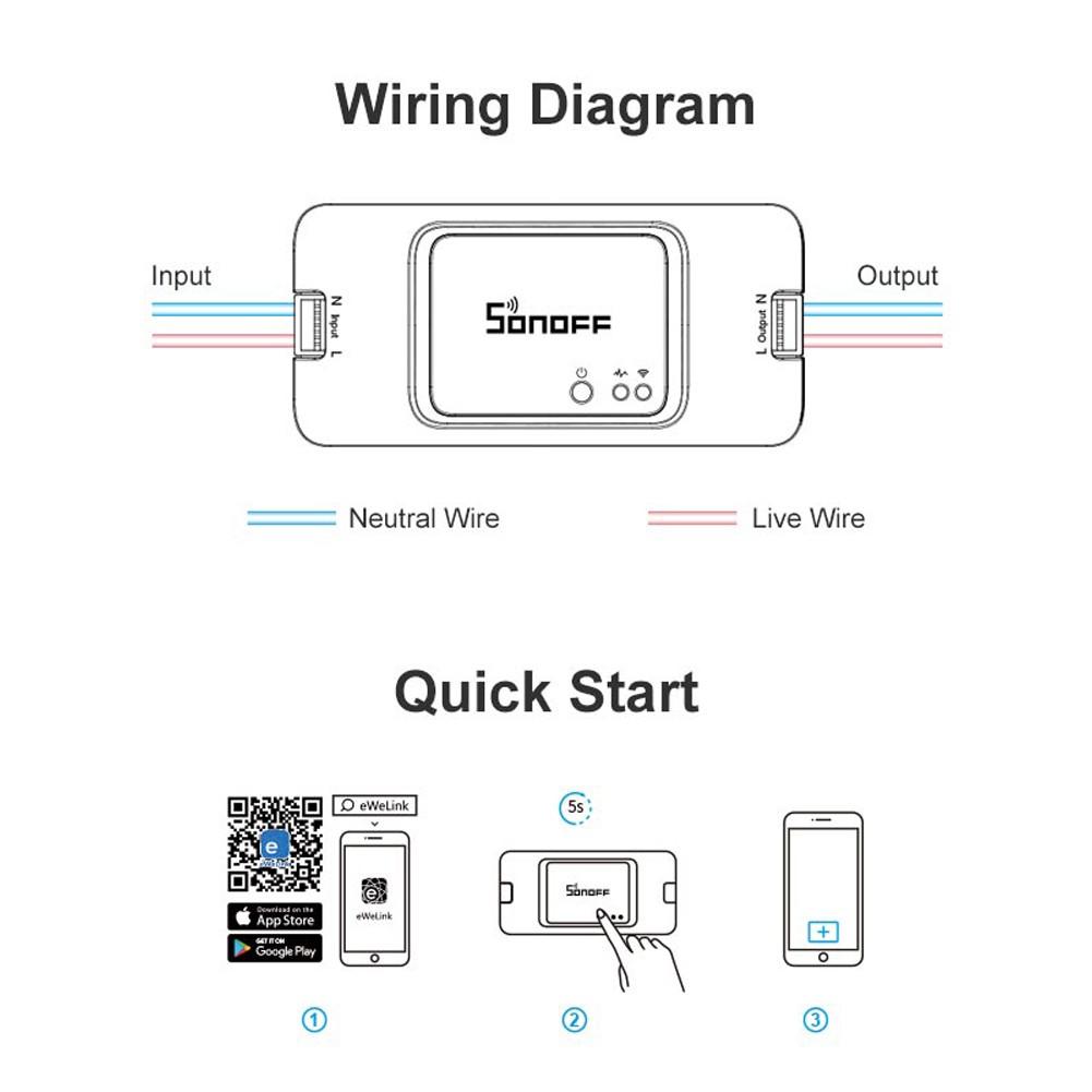 Công Tắc Điều Khiển Sonoff Basic R3 Điều Khiển Từ Xa Qua Wifi