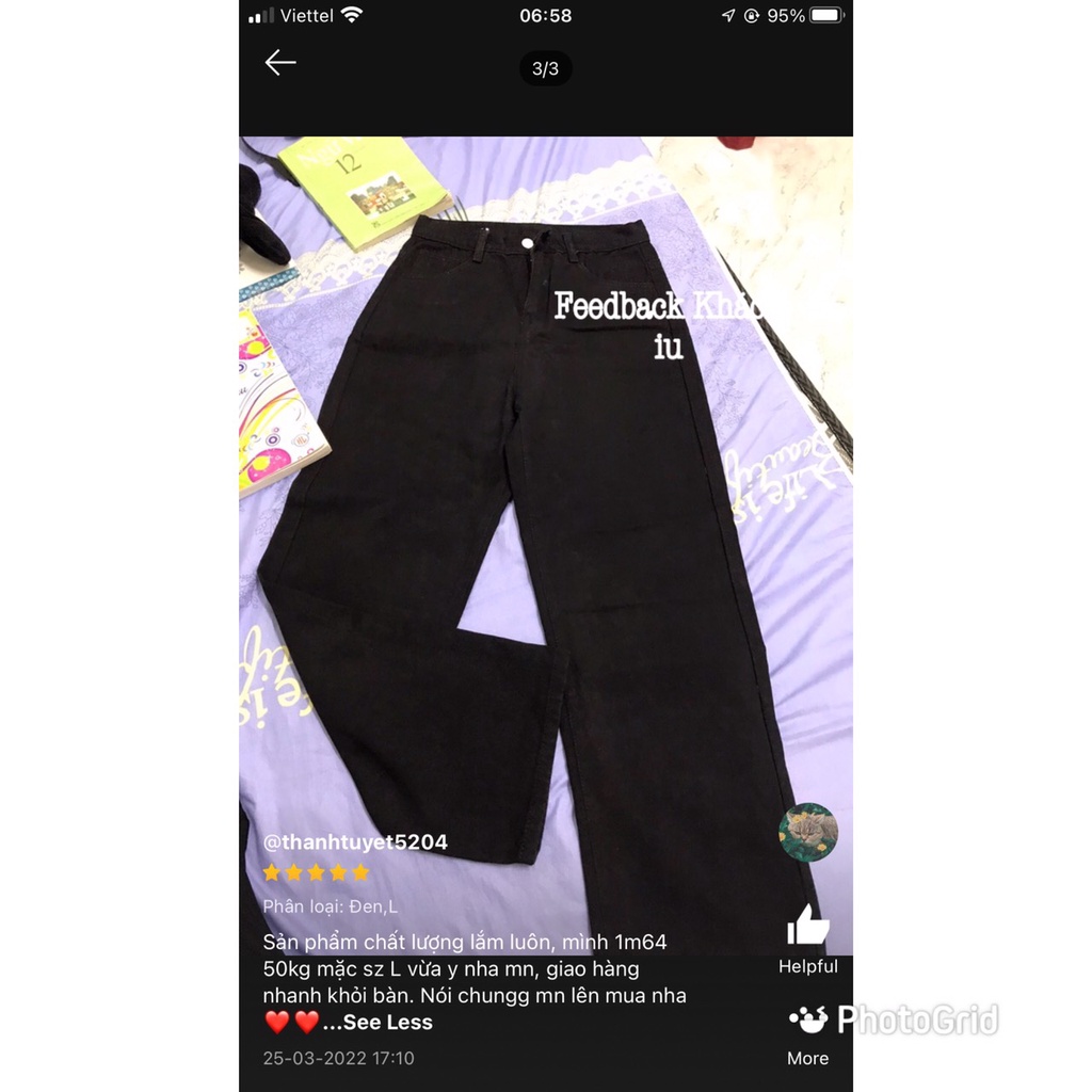 Quần Jean Nữ  MunMunStore Simple Jeans Lưng Cao Dáng Suông Ống Rộng Ulzzang ( Màu đen trắng )