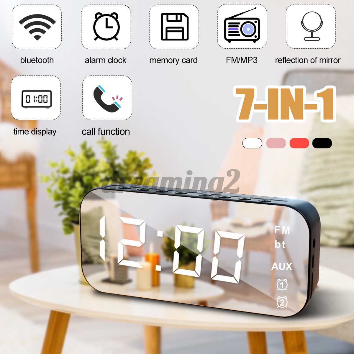 Loa Bluetooth Không Dây Tích Hợp Đồng Hồ Báo Thức Mp3 Fm Radio Dreaming2