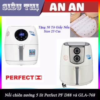Nồi Chiên Không Dầu Điện Tử Perfect PF D88 5 lit chống dính công suất 1600w bảo hành 12 T tặng 50 tờ giấy nến size 23 cm