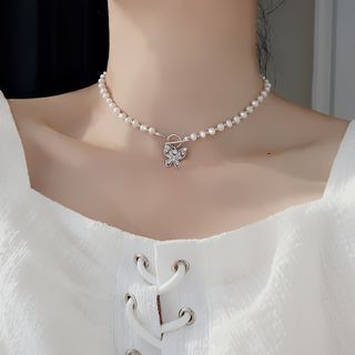 Vòng cổ đính ngọc trai giả mặt hình con bướm phong cách nhẹ nhàng, nữ tính (ảnh thật ở cuối)