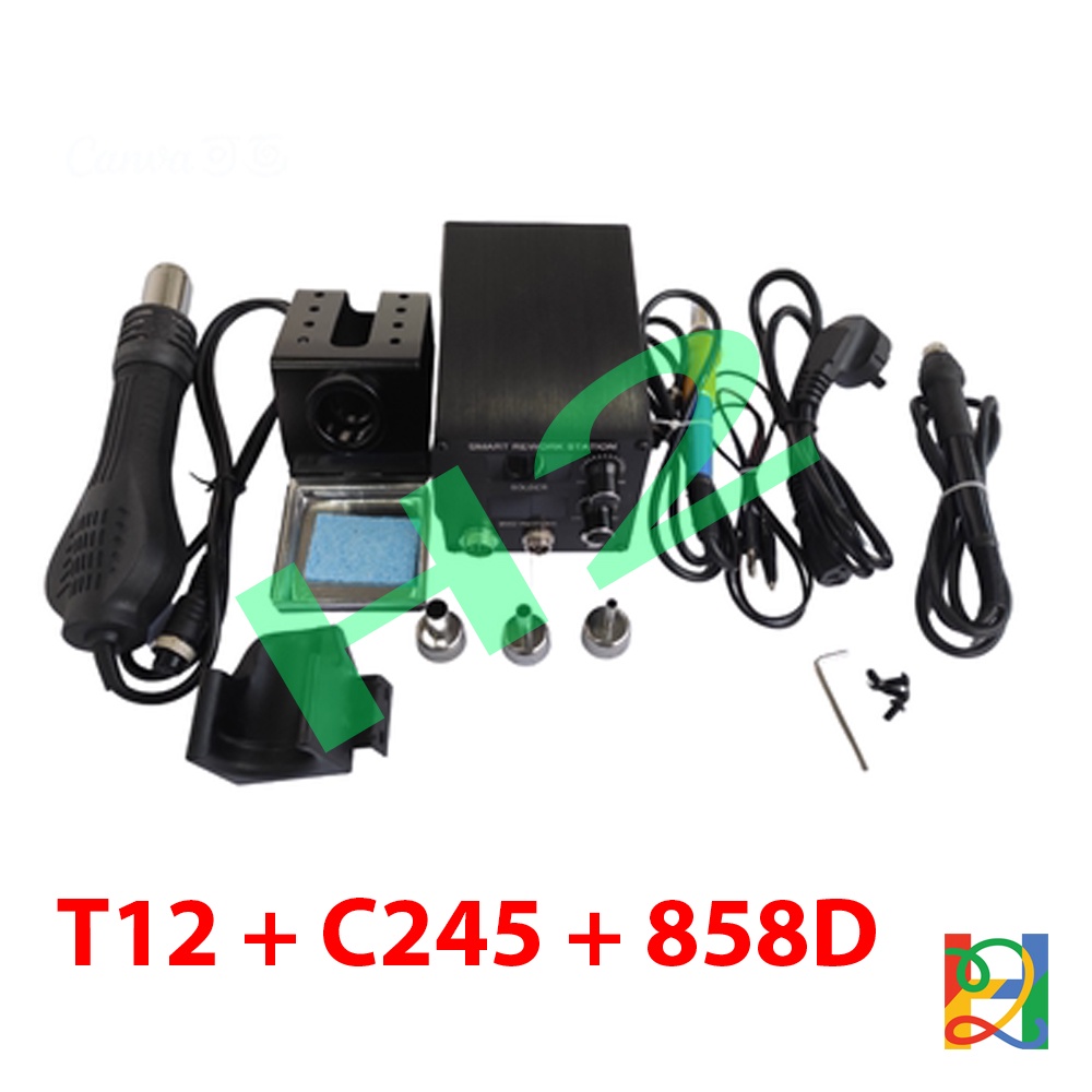 Mày hàn khò 3 trong 1 siêu nhỏ, máy khò 858D, trạm hàn T12, JBC245 công suất lớn ra nhiệt siêu tốc