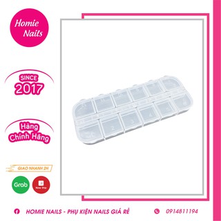 Khay nhựa đựng đá 12 ô rỗng, khay đựng phụ kiện nail