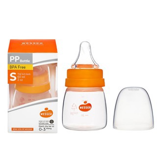 Bình sữa Wesser nano silver 60ml mẫu mới 2021 - tặng van chống sặc