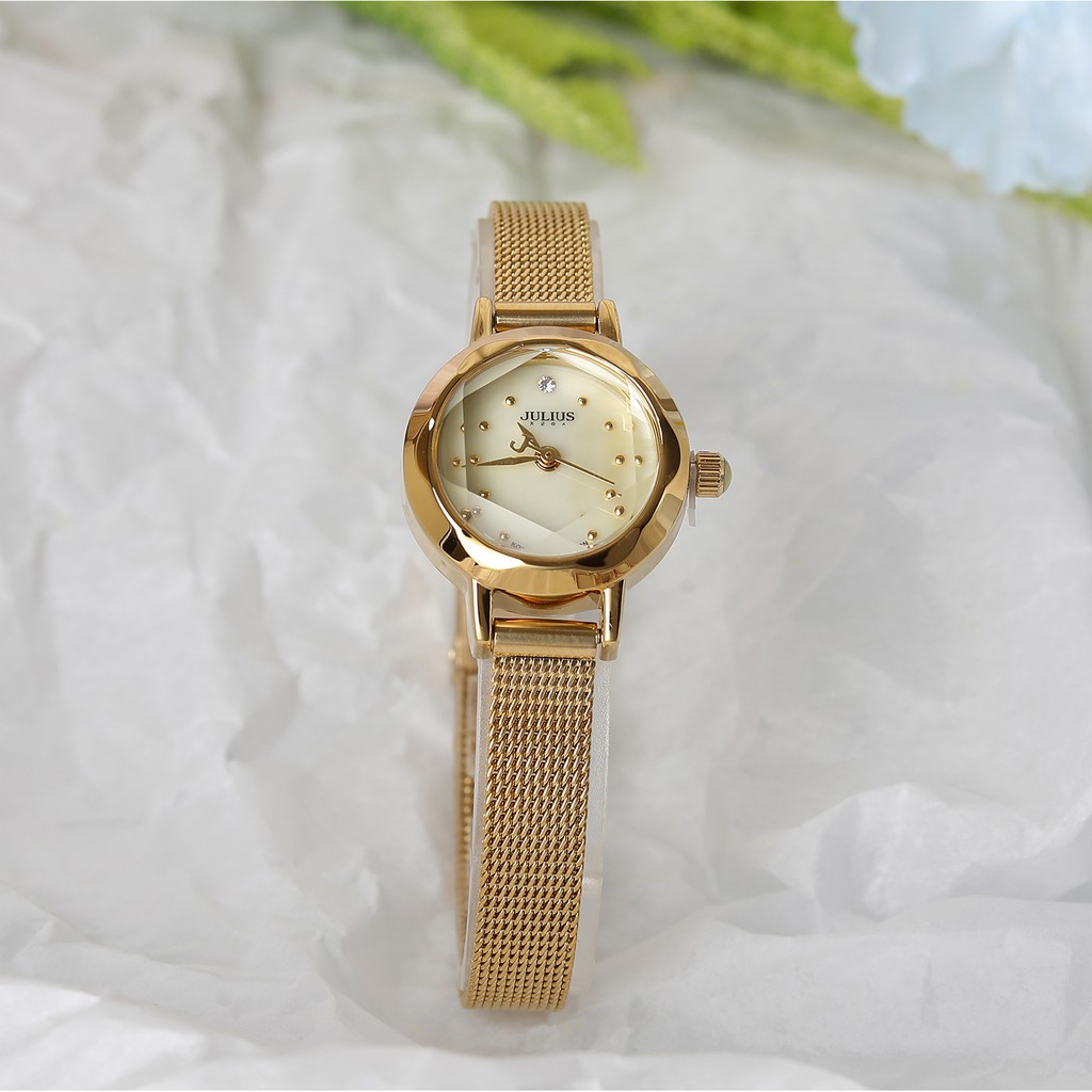 Đồng hồ nữ JULIUS JA-482 dây thép vàng | Julius Official