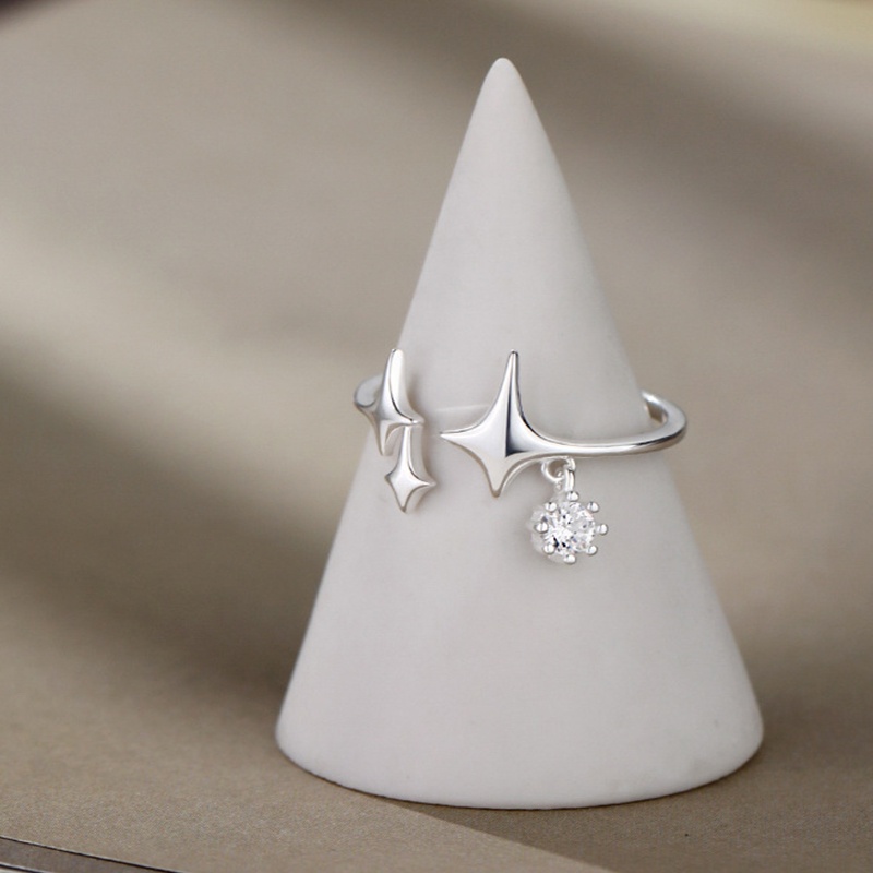 Nhẫn Hở Hình Ngôi Sao Bốn Cánh Tùy Chỉnh Thời Trang Vintage Cho Nữ
