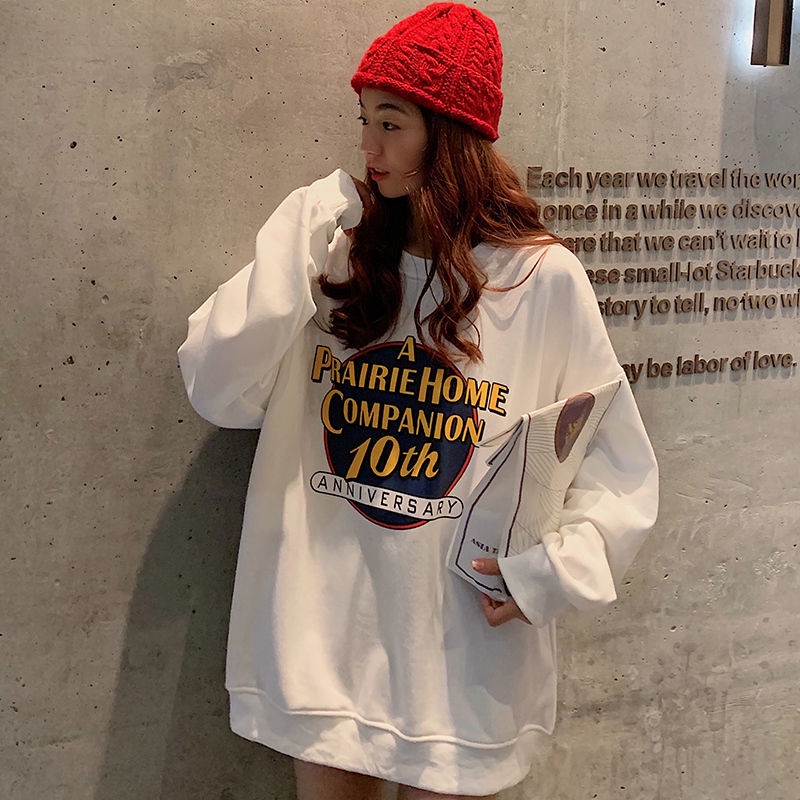 Áo sweater cổ tròn dáng rộng thiết kế mới thời trang mùa xuân theo phong cách Hàn Quốc cho nữ 2021
