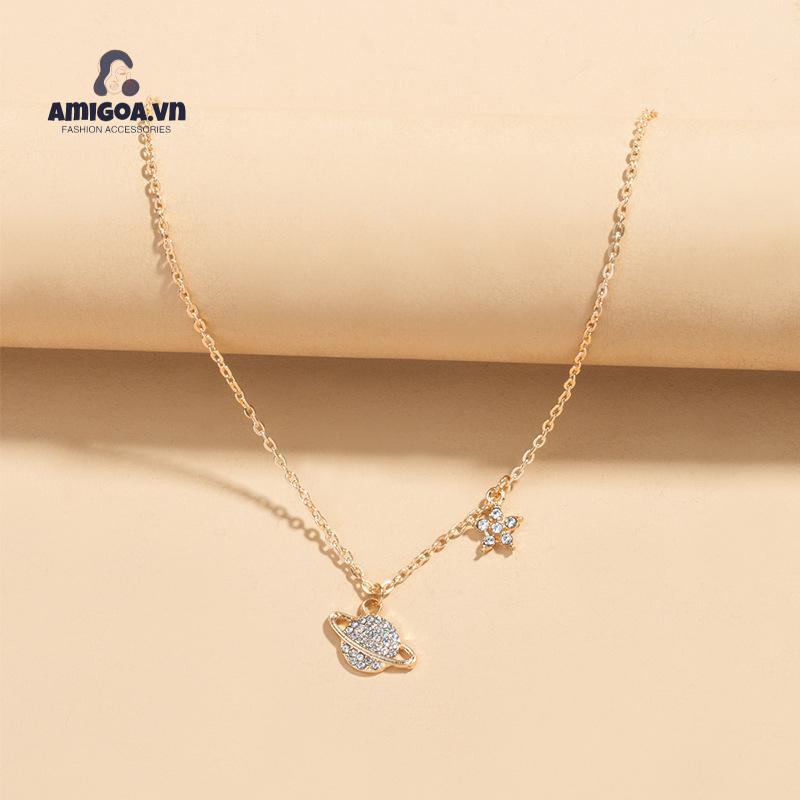 Vòng cổ Mặt Thiết Kế Ngôi Sao Mặt Trăng Thời Trang Dành Cho Nữ