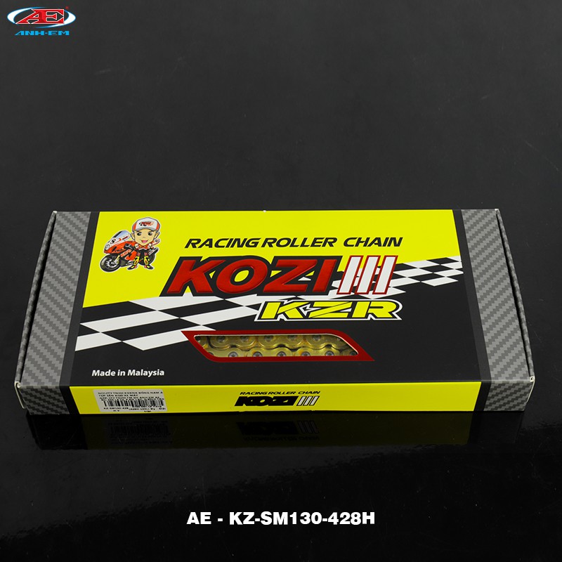 KOZI Sên CZ Vàng (428H-130L) 9ly - Mắt tròn (RG/RGV/ST2K)  SUZUKI SPORT - SU XIPO - RG 110 - RGV 120 - SATRIA 2000