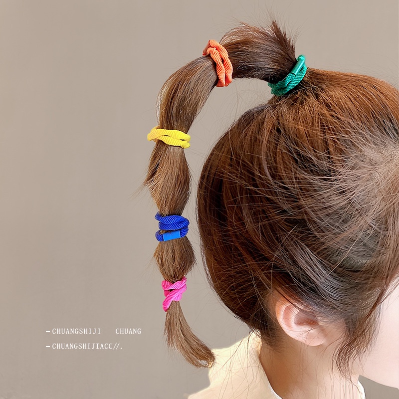 Set 10 Dây Thun Cột Tóc Co Giãn Nhiều Màu Cho Bé Gái