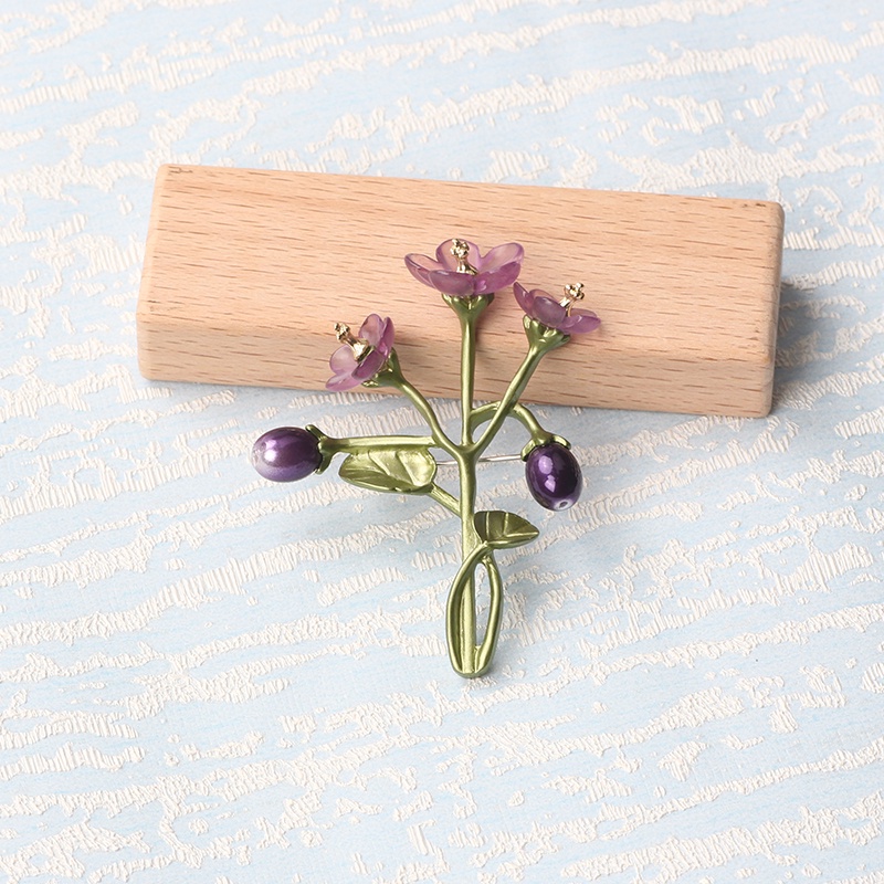 Ghim Cài Áo Hình Dây Leo Hoa Lá Việt Quất/Hoa Anh Đào/Tuyệp Tre Vintage Làm Quà Tặng Cho Nữ
