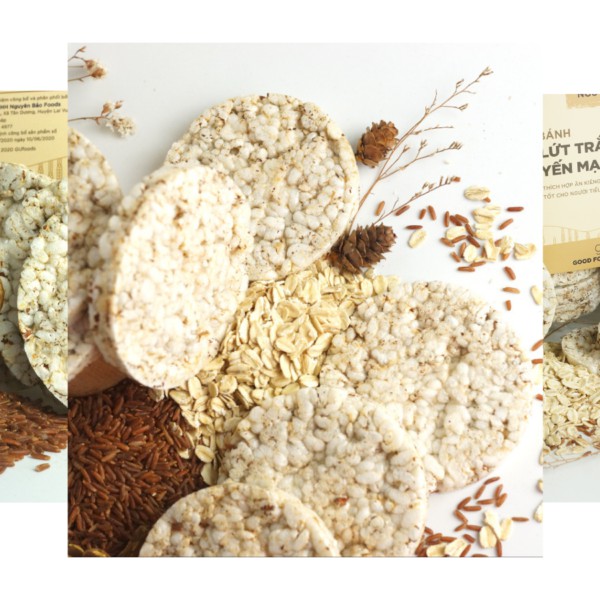 Bánh gạo lứt Yến Mạch ăn kiêng, tập GYM GUfoods - gói 165gram- 500gram | BigBuy360 - bigbuy360.vn