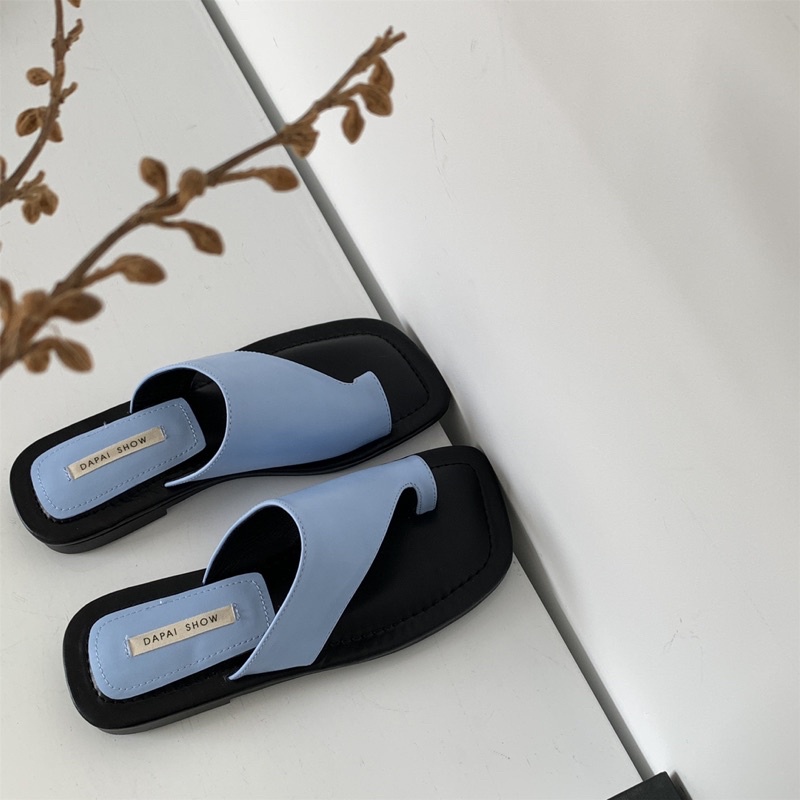 DAPAI SHOW Sandal dép đế lười xỏ ngón bằng da đi trong nhà hoặc đi chơi