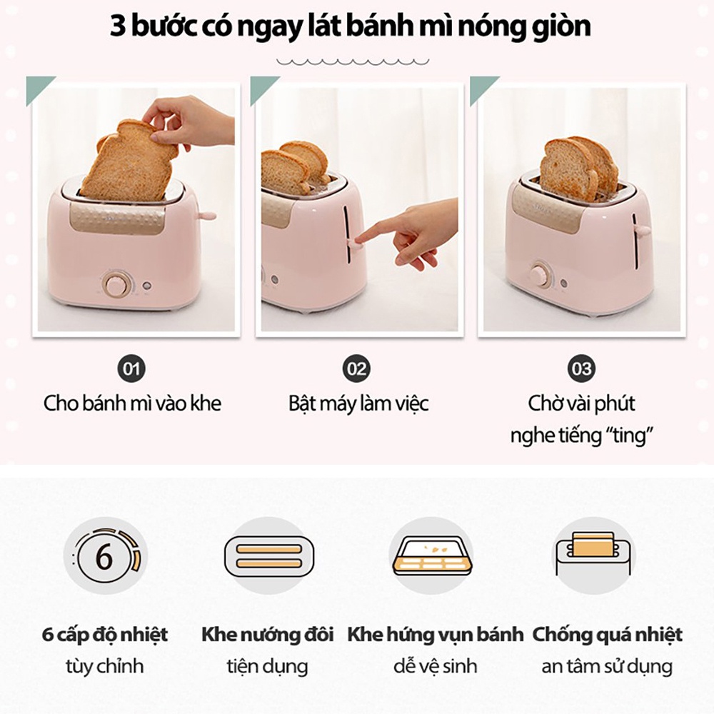 Máy nướng bánh mì sandwich waffle đa năng chuẩn bị bữa sáng nhanh gọn Bear  DSL-601- HiMect