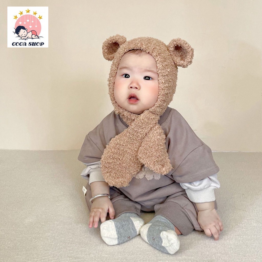 Mũ Len Xù Gấu Hàn Quốc Đáng Yêu Cho Bé