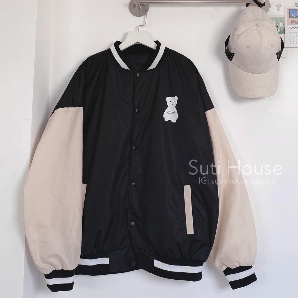 Áo Jacket Bomber Gấu Unal Vải Dù Lót Trong Unisex Nam Nữ Form Rộng Ulzzang - Suti House